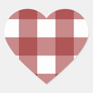 Rood en wit geruit hart sticker
