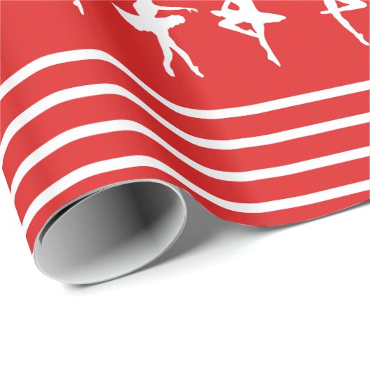 Rood en wit gestreept ballet danser kerstmis cadeaupapier (Rol Hoek)