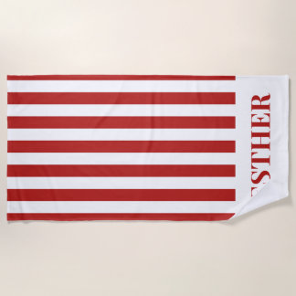 Rood en Wit Gestreept Gepersonaliseerd Cabana Beac Strandlaken