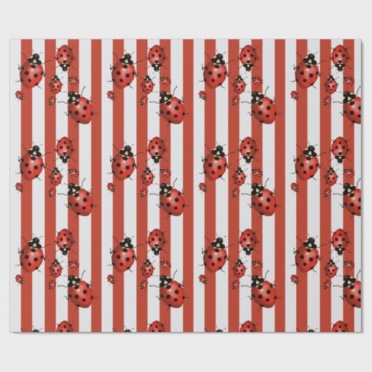 Rood en wit gestreept lieveheersbeestje cadeaupapier (Vlak)