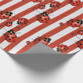 Rood en wit gestreept lieveheersbeestje cadeaupapier (Hoek)