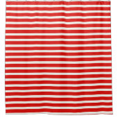 Rood en wit Gestreepte horizontale strepen Douchegordijn (Voorkant)