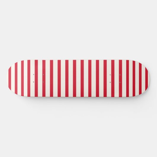 Rood en Wit Gestreepte Moderne Kerstmisstreep Skateboard (Horizontaal)