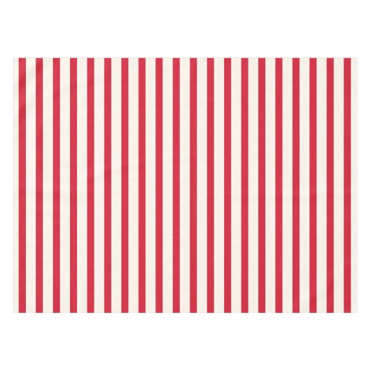 Rood en Wit Gestreepte Moderne Kerstmisstreep Tafelkleed (Voorkant (Horizontaal))