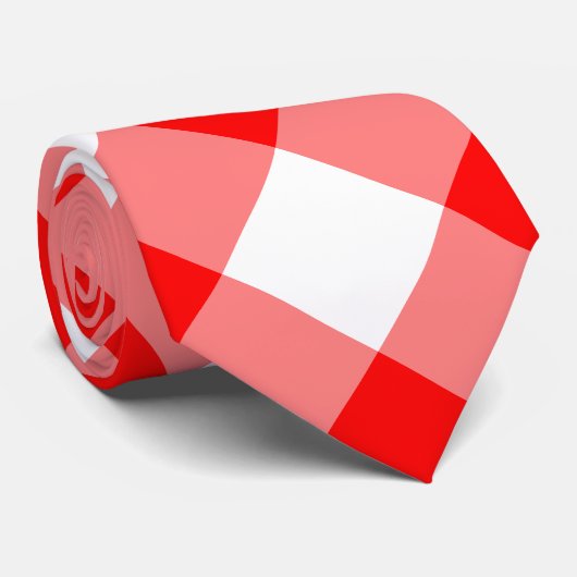 Rood en wit Giant Diagonal Gingham Stropdas (Opgerold)