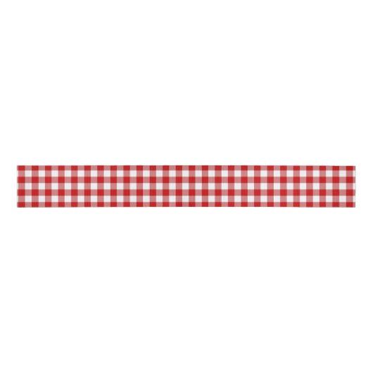 Rood en wit Gingham 3 inch Grosgrain Lint (Voorkant)