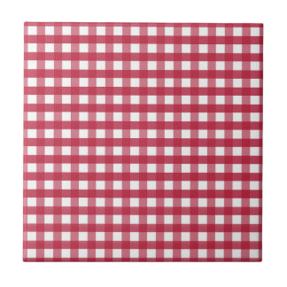 Rood en Wit Gingham bewerkbaar label Tegeltje