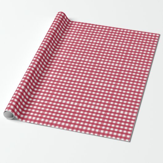 Rood en wit Gingham Cadeaupapier (Uitgerold)