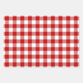 Rood en wit Gingham Check 3 Siza Glossy Inpakpapier Vel (Voorkant 2)