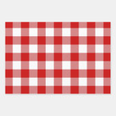 Rood en wit Gingham Check 3 Siza Glossy Inpakpapier Vel (Voorkant 3)