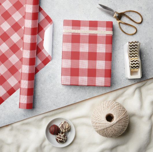 Rood en wit Gingham Check Pattern Cadeaupapier (Crafts)