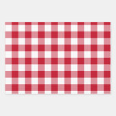 Rood en wit Gingham Check Plaid Inpakpapier Vel (Voorkant)