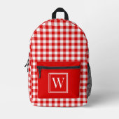 Rood en Wit Gingham Check Plaid Monogram Bedrukte Rugzak (Voorkant)