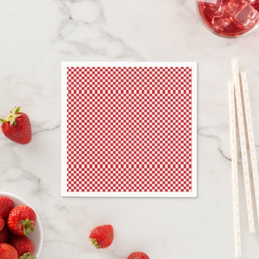 Rood en wit Gingham gecontroleerd Servetten (Insitu)