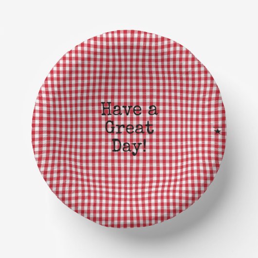 Rood en wit Gingham - HAMbyWG-papieren Bowls Papieren Kommen (Voorkant)
