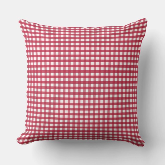 Rood en wit Gingham Kussen (Voorkant)