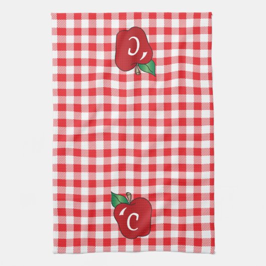 Rood en wit Gingham met Apple Kitchen Towel Theedoek (Verticaal)