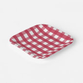Rood en wit Gingham Papieren Bordje (Gebogen)