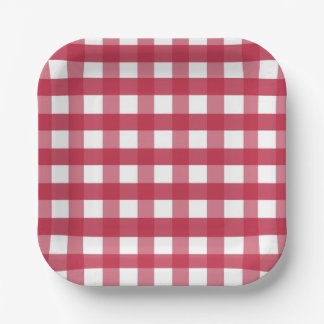 Rood en wit Gingham Papieren Bordje