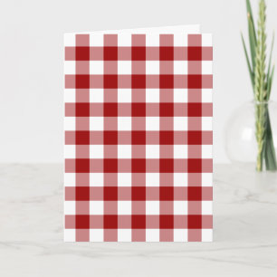 Rood en wit Gingham Pattern-kerstkaart Feestdagen Kaart