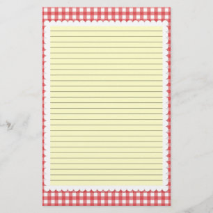 Rood en Wit Gingham Stationery - optionele lijnen Briefpapier