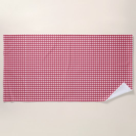 Rood en wit Gingham Strandlaken (Voorkant)