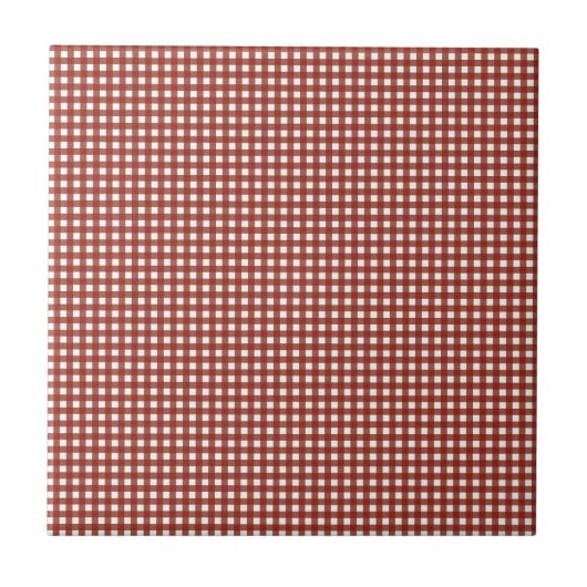 Rood en wit Gingham Tegeltje (Voorkant)