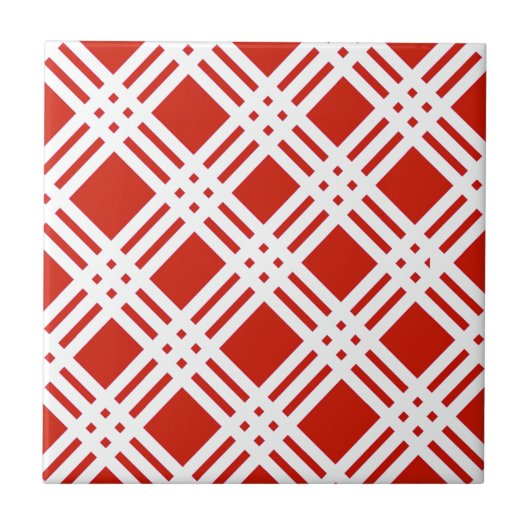 Rood en wit Gingham Tegeltje (Voorkant)
