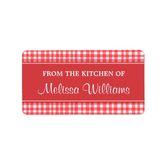 Rood en wit gingham uit de keuken van labels (Voorkant)