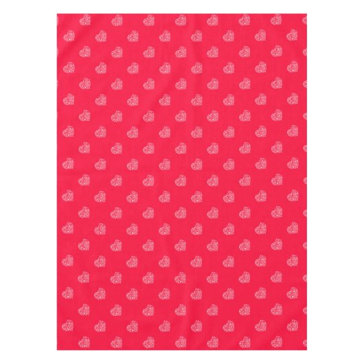 Rood en wit glitter hart tafelkleed (Voorkant)