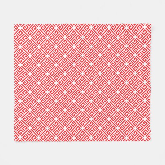 Rood en wit Grieks Zeer belangrijk Geometrisch Pat Fleece Deken (Voorkant (Horizontaal))