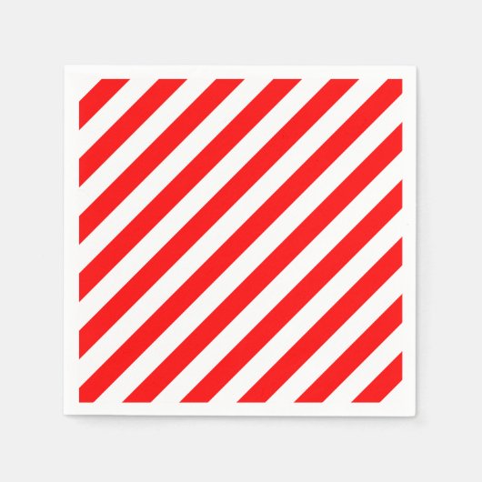 Rood en Wit Groot Grootte Diagonaal Streepjesdocum Servet (Voorkant)