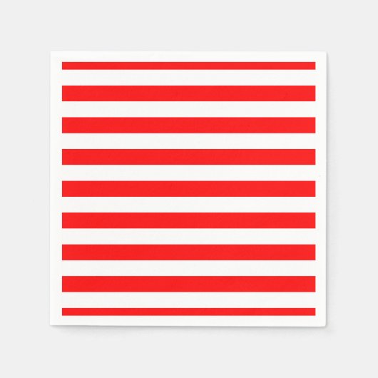 Rood en Wit Groot Grootte Horizontaal Streepjesdoc Servet (Voorkant)