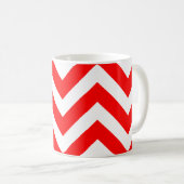 Rood en Wit Groot Horizontaal Chevron Patroon Koffiemok (Voorkant rechts)
