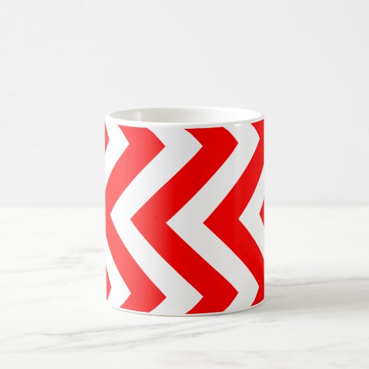 Rood en Wit Groot Verticaal Chevron Patroon Koffiemok (Center)
