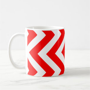 Rood en Wit Groot Verticaal Chevron Patroon Koffiemok