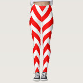 Rood en Wit Grote Grootte Chevron Leggings (Voorkant)