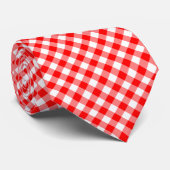 Rood en Wit Grote Grootte Diagonale Gingham-Contro Stropdas (Opgerold)