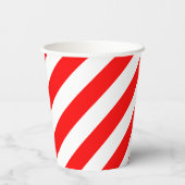 Rood en Wit Grote Grootte Diagonale Strepen Papieren Bekers (Achterkant)