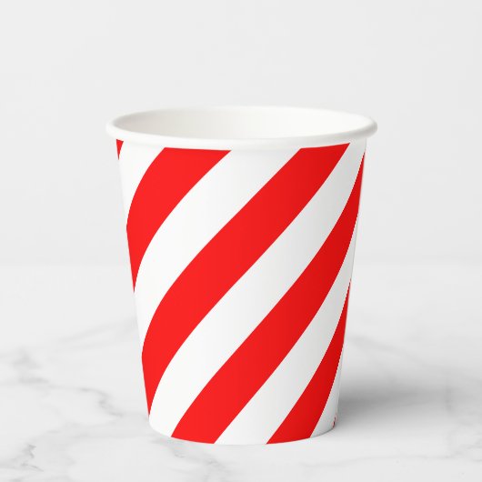 Rood en Wit Grote Grootte Diagonale Strepen Papieren Bekers (Achterkant)