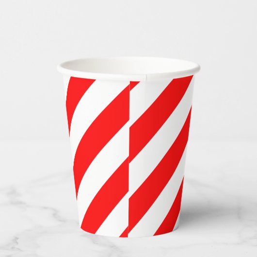 Rood en Wit Grote Grootte Diagonale Strepen Papieren Bekers (Rechts)