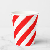 Rood en Wit Grote Grootte Diagonale Strepen Papieren Bekers (Voorkant)