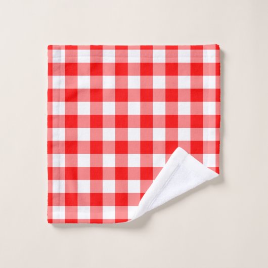 Rood en Wit Grote Grootte Gingham Checks Bad Handdoek (Wasdoekje)
