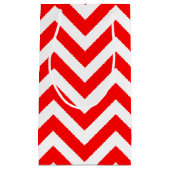 Rood en Wit Grote Grootte Horizontale Chevron Klein Cadeauzakje (Voorkant)