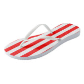 Rood en Wit Grote Grootte Verticale Strepen Teenslippers (Schuin)