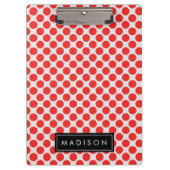 Rood en Wit Grote Polka Dots Monogram Klembord (Voorkant)