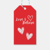 Rood en wit hart eenvoudig cadeaulabel (Voorkant)