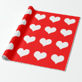 Rood en wit hart eenvoudig cadeaupapier (Uitgerold)