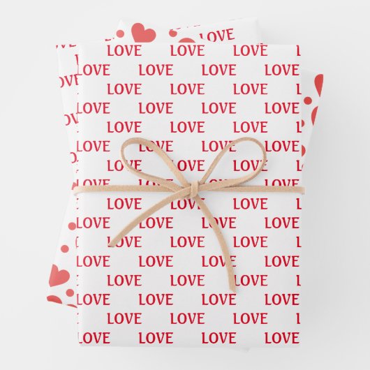 Rood en wit hart Moderne Liefde Valentijnsdag Inpakpapier Vel (In situ)