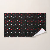 Rood en wit harten op zwart bad handdoek (Handdoek)